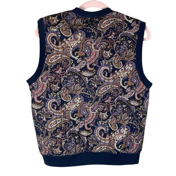 Vintage Women's Orvis 100% Silk Button Vest Paisley Quilted‎ Medium Black - Picture 2 of 9